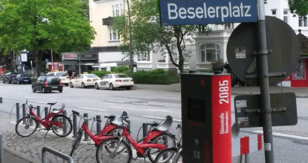 Die neue StadtRad-Station am Beselerplatz: Das Verleihsystem dehnt sich weiter Richtung Westen aus.