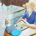 „Der Streik der Kaffeeverleserinnen”, 1996, gemalt von: Hildegund Schuster. (Treppe neben Gr. Elbstr. 164). Foto: FrauenFreiluftGalerie Hamburg