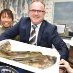 Tanja Grandits, Sarah Henke, Minister Per Sandberg und Cornelia Poletto