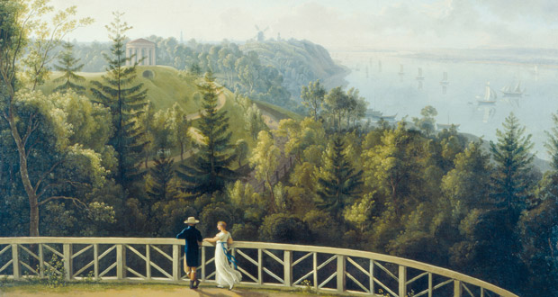 Ludwig Philipp Strack, Blick von Baurs Park nach Hamburg, 1811,