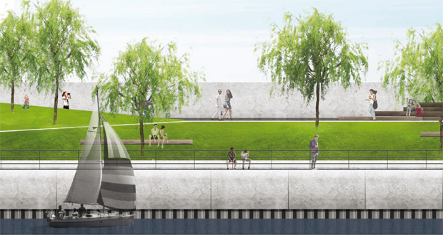 So könnte die künftige Ostpromenade des Stadthafen Wedels künftig aussehen. Foto: Stadt Wedel