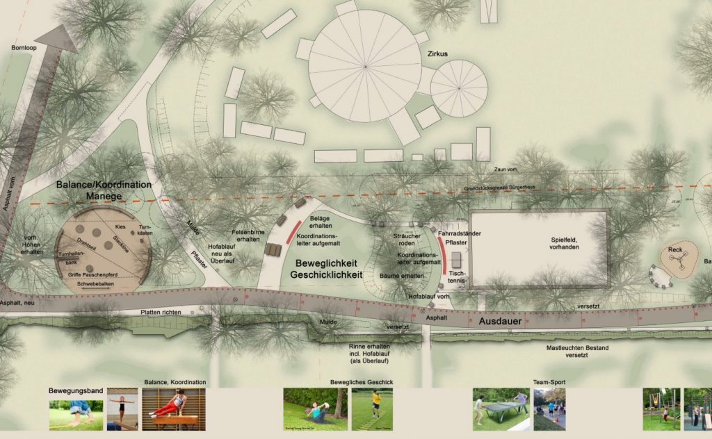 Entwurf für Spielplatzneugestaltung (Ausschnitt) // Grafik: Winkler Landschaftsarchitekten