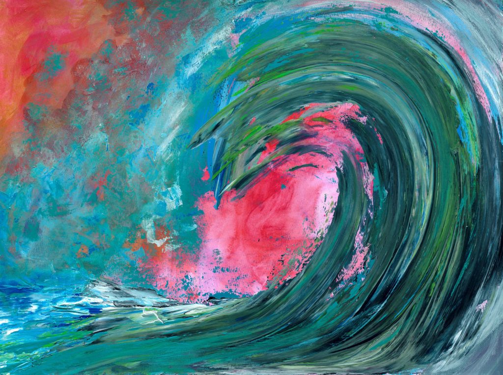 Das Bild „Bunte Welle“ spendet die Künstlerin Kerstin Hirsch für einen guten Zweck. Lose sind ab der Vernissage erhältlich. // Bild: Kertsin Hirsch - Keyword: Kunst