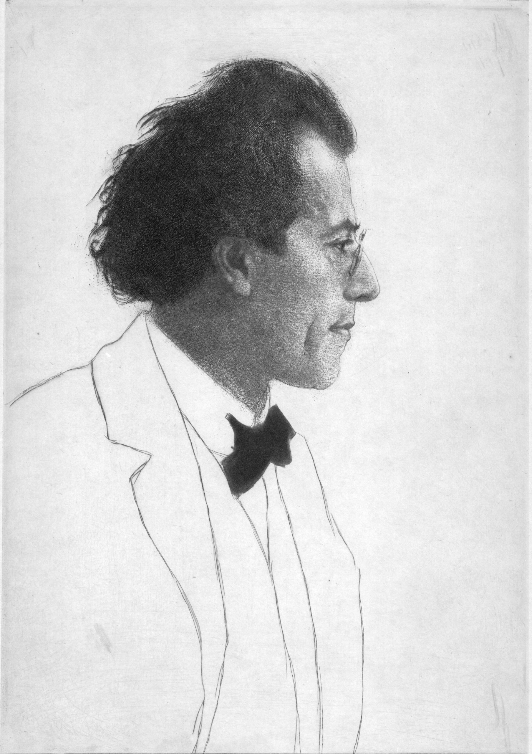 Emil Orlik: Eine Radierung, die den berühmten Komponisten Gustav Mahler zeigt.