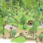 Noch ist das Aussehen des neuen Waldspielplatzes ein kleines Geheimnis. So sehen die Pläne aus. // Visualisierung: Zooplanung Schneider Klein -- Waldspielplatz
